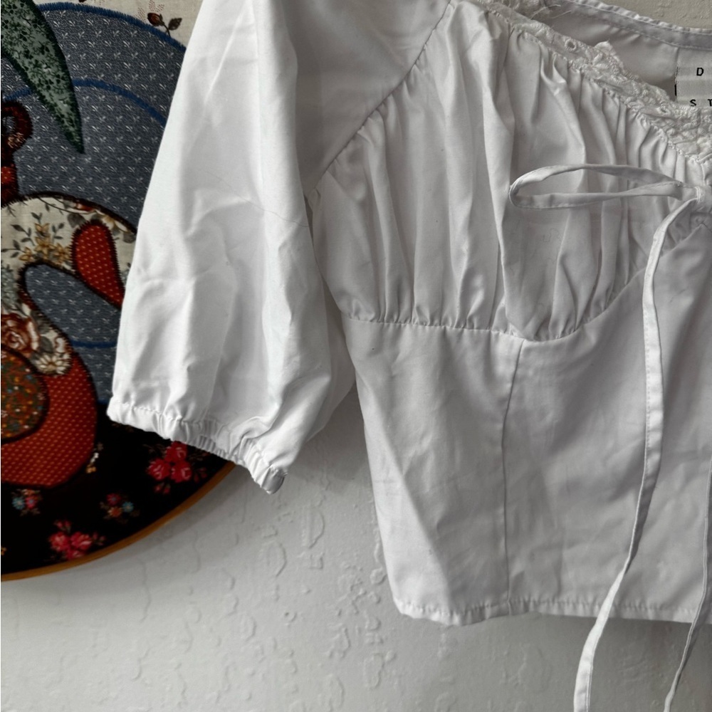 Daisy Street Urban Outfitter Puff Sleeve Crop Top Boho XS - Picture 3 of 6